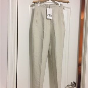Zara high waisted pants, oyster